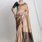 Janasya Beige Silk Blend Ethnic Motifs Jacquard Saree | Swadesiicart