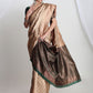 Janasya Beige Silk Blend Ethnic Motifs Jacquard Saree | Swadesiicart
