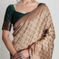 Janasya Beige Silk Blend Ethnic Motifs Jacquard Saree | Swadesiicart