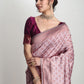 Janasya Dusty Pink Silk Blend Ethnic Motifs Jacquard Saree | Swadesiicart