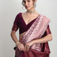 Janasya Dusty Pink Silk Blend Ethnic Motifs Jacquard Saree | Swadesiicart