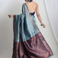 Janasya Light Blue Silk Blend Ethnic Motifs Jacquard Saree | Swadesiicart