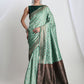 Janasya Light Green Silk Blend Ethnic Motifs Jacquard Saree | Swadesiicart