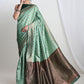 Janasya Light Green Silk Blend Ethnic Motifs Jacquard Saree | Swadesiicart