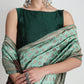 Janasya Light Green Silk Blend Ethnic Motifs Jacquard Saree | Swadesiicart