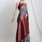 Janasya Grey Silk Blend Ethnic Motifs Jacquard Saree | Swadesiicart