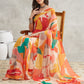 Janasya Multicolor Georgette Abstract Printed Saree | Swadesiicart