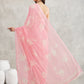 Janasya Light Pink Georgette Floral Printed Saree | Swadesiicart