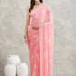 Janasya Light Pink Georgette Floral Printed Saree | Swadesiicart