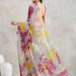 Janasya Grey Georgette Abstract Printed Saree | Swadesiicart