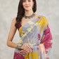 Janasya Grey Georgette Abstract Printed Saree | Swadesiicart