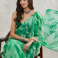 Janasya Green Georgette Abstract Printed Saree | Swadesiicart
