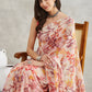 Janasya Cream Georgette Floral Printed Saree | Swadesiicart