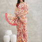 Janasya Cream Georgette Floral Printed Saree | Swadesiicart