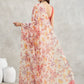 Janasya Cream Georgette Floral Printed Saree | Swadesiicart