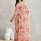 Janasya Cream Georgette Floral Printed Saree | Swadesiicart
