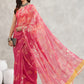 Janasya Pink Georgette Geometric Printed Saree | Swadesiicart