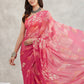 Janasya Pink Georgette Geometric Printed Saree | Swadesiicart