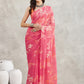 Janasya Pink Georgette Geometric Printed Saree | Swadesiicart