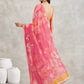 Janasya Pink Georgette Geometric Printed Saree | Swadesiicart