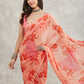 Janasya Peach Georgette Floral Printed Saree | Swadesiicart