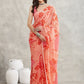 Janasya Peach Georgette Floral Printed Saree | Swadesiicart