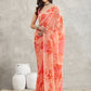 Janasya Peach Georgette Floral Printed Saree | Swadesiicart