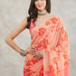 Janasya Peach Georgette Floral Printed Saree | Swadesiicart