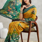 Janasya Mustard Silk Blend Ethnic Motifs Printed Saree | Swadesiicart