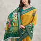 Janasya Mustard Silk Blend Ethnic Motifs Printed Saree | Swadesiicart