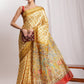 Janasya Olive Green Silk Blend Kalamkari Printed Saree | Swadesiicart