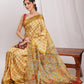 Janasya Olive Green Silk Blend Kalamkari Printed Saree | Swadesiicart