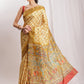 Janasya Olive Green Silk Blend Kalamkari Printed Saree | Swadesiicart