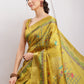 Janasya Green Silk Blend Ethnic Motifs Printed Saree | Swadesiicart