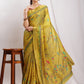 Janasya Green Silk Blend Ethnic Motifs Printed Saree | Swadesiicart