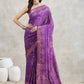 Janasya Purple Silk Blend Bandhani Printed Saree | Swadesiicart