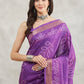 Janasya Purple Silk Blend Bandhani Printed Saree | Swadesiicart