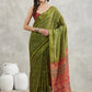 Janasya Mehndi Green Silk Blend Bandhani Printed Saree | Swadesiicart