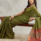 Janasya Mehndi Green Silk Blend Bandhani Printed Saree | Swadesiicart