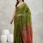 Janasya Mehndi Green Silk Blend Bandhani Printed Saree | Swadesiicart