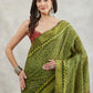 Janasya Mehndi Green Silk Blend Bandhani Printed Saree | Swadesiicart