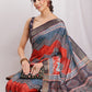 Janasya Multicolor Silk Blend Chevron Printed Saree | Swadesiicart