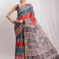 Janasya Multicolor Silk Blend Chevron Printed Saree | Swadesiicart