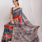 Janasya Multicolor Silk Blend Chevron Printed Saree | Swadesiicart