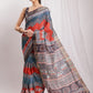 Janasya Multicolor Silk Blend Chevron Printed Saree | Swadesiicart