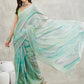 Janasya Sea Green Linen Blend Abstract Printed Saree | Swadesiicart