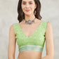 Janasya Sea Green Linen Blend Abstract Printed Saree | Swadesiicart