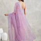 Janasya Lavender Linen Blend Floral Printed Saree | Swadesiicart