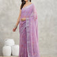 Janasya Lavender Linen Blend Floral Printed Saree | Swadesiicart