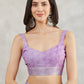 Janasya Lavender Linen Blend Floral Printed Saree | Swadesiicart